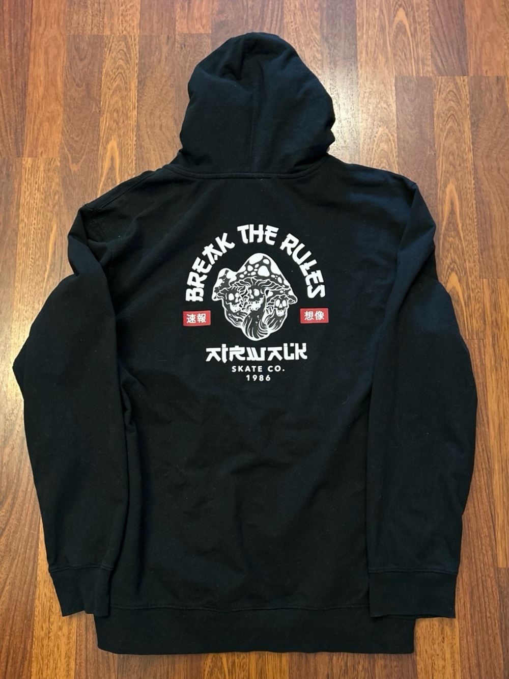 Airwalk Skater Hoodie Full Zip Sweatshirt Mushroom Graphic Streetwear Size 2XL